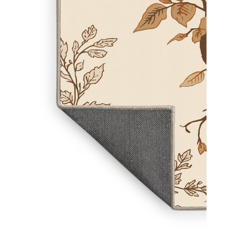 Tapis beige moelleux moelleux à motif citrouille et campagnard, 5 x 8
