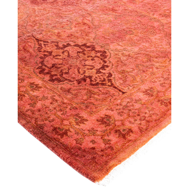 Overdyed Hand-Knotted Wool Modern-Contemporary Pink Runner 2' 6" x 12' 3"