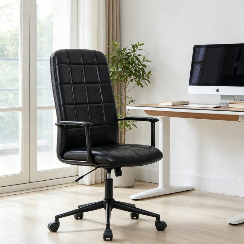 Chaise de bureau pivotante avec accoudoirs, Noir