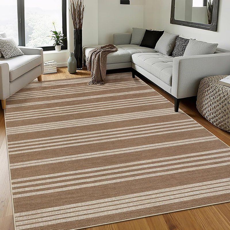2x6 Jute Rug – Washable, Non-Slip, Woven Carpet for Kitchen, Entryway, Bathroom, Laundry Room (Brown), Rectangle 5' x 7'