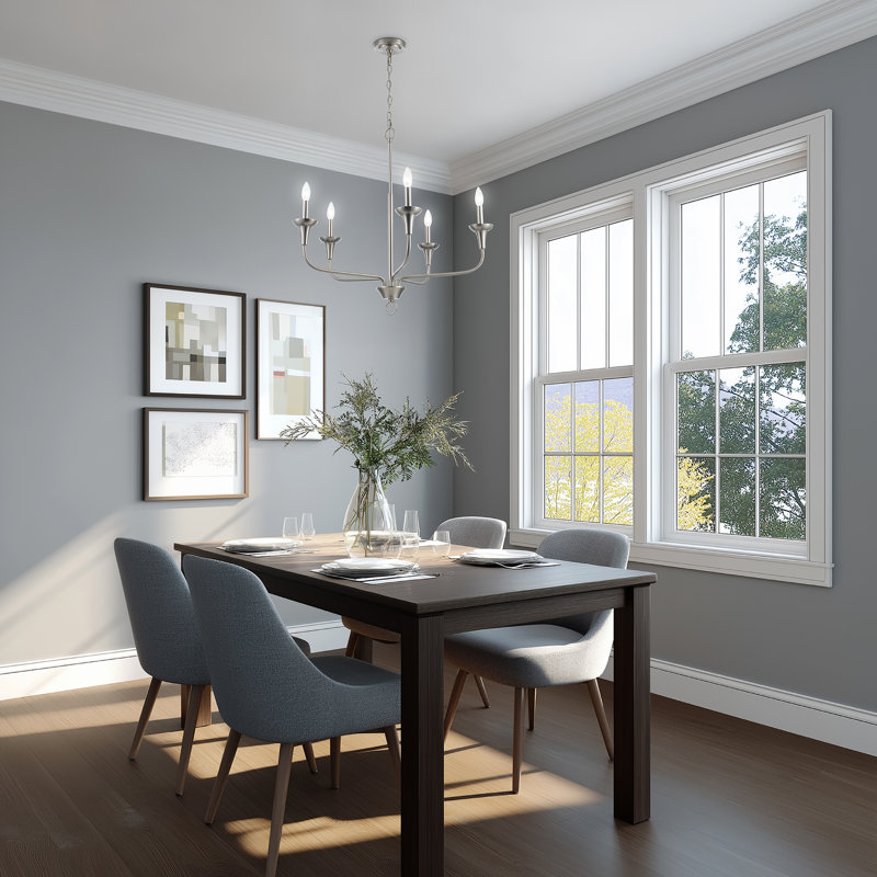 Lustre moderne à 5 lumières Capella, 5 lumières, Nickel brossé
