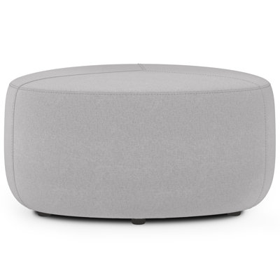 Moore 32"W Large Round Ottoman with Upholstered Seat and Solid Wood Frame, Assembled by Simpli Home