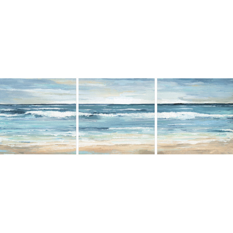 « blue waves » par parvez taj,-3 pièces, impression sur toile tendue, H 18 po x l 18 po x P 1,5 po