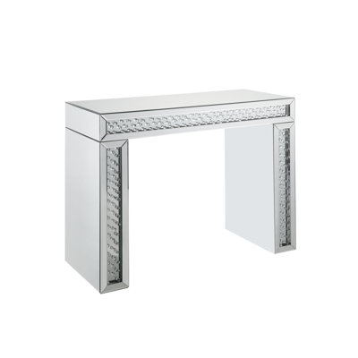 Nysa Mirrored & Faux Crystals Vanity Desk (Assembled)