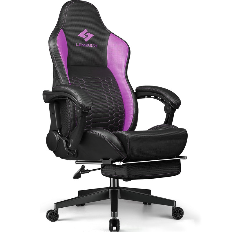 Fauteuil de jeu ergonomique avec repose-pieds et support lombaire Bossin, Mauve