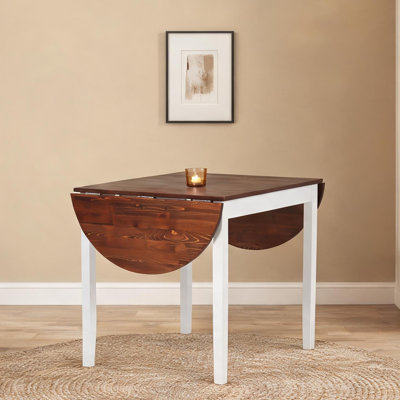 Solid Wood Drop-Leaf Folding Dining Desk in Warm Brown, Seats 4-6, Space-Saving Expandable Table