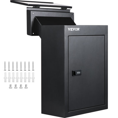 Boîte de dépôt à travers le mur VEVOR, boîte de dépôt de courrier de 12,5 po x 6,3 po x 16,9 po avec goulotte réglable, boîte de dépôt avec serrure à code, pour lettres, loyers, chèques et clés