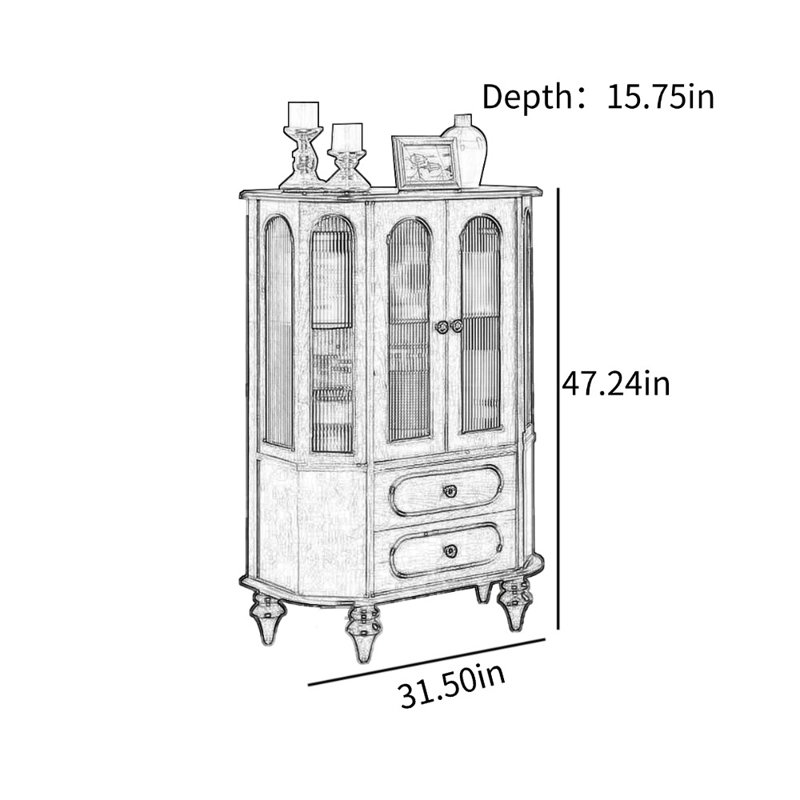 Retro Multi-Functional Accent Cabinet, Black