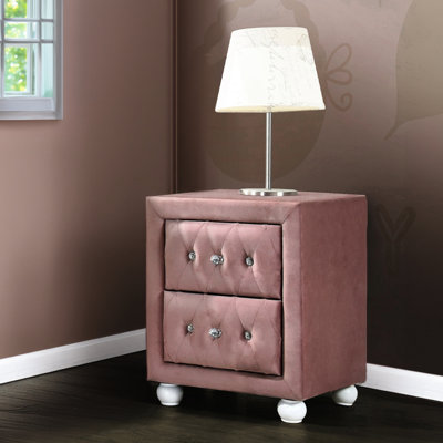 Table de chevet rose avec mécanisme coulissant en métal - lisse et fonctionnelle 2 pour un rangement spacieux de style moderne