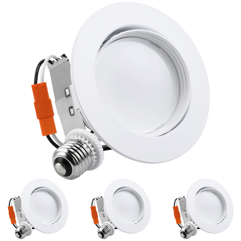 Plafonnier encastré à DEL à cardan de 4 pouces, plafonnier ajustable modernisé, CRI90 +, 10 W, blanc chaud 3000 K