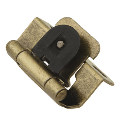 Charnière simple démontable 1/2 po avec cadre à recouvrement automatique - laiton antique - charnières de porte d'armoire (ensemble de 2)