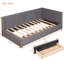 Lit simple tapissier avec 2 tiroirs de rangement, tissu en lin, sans sommier, lit de jour à cadre gris requis, taille, rangement, tissu-1054768000