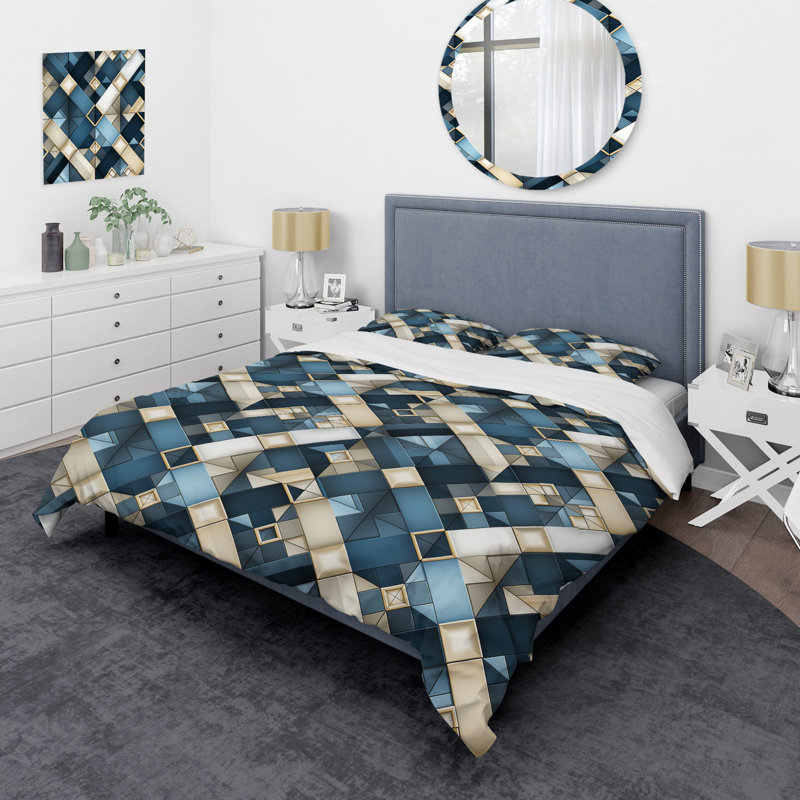 Ensemble de housse de couette Quitterie, Housse de couette simple + 1 taie décorative stan