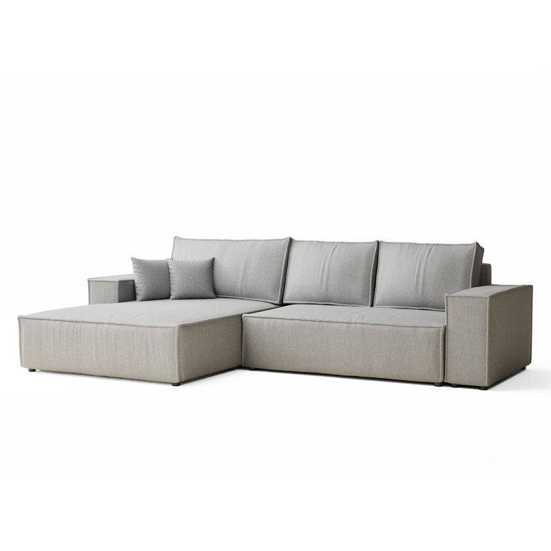 5 Seater Fabric Corner Sofa , Left Hand Facing, Beige Polyester