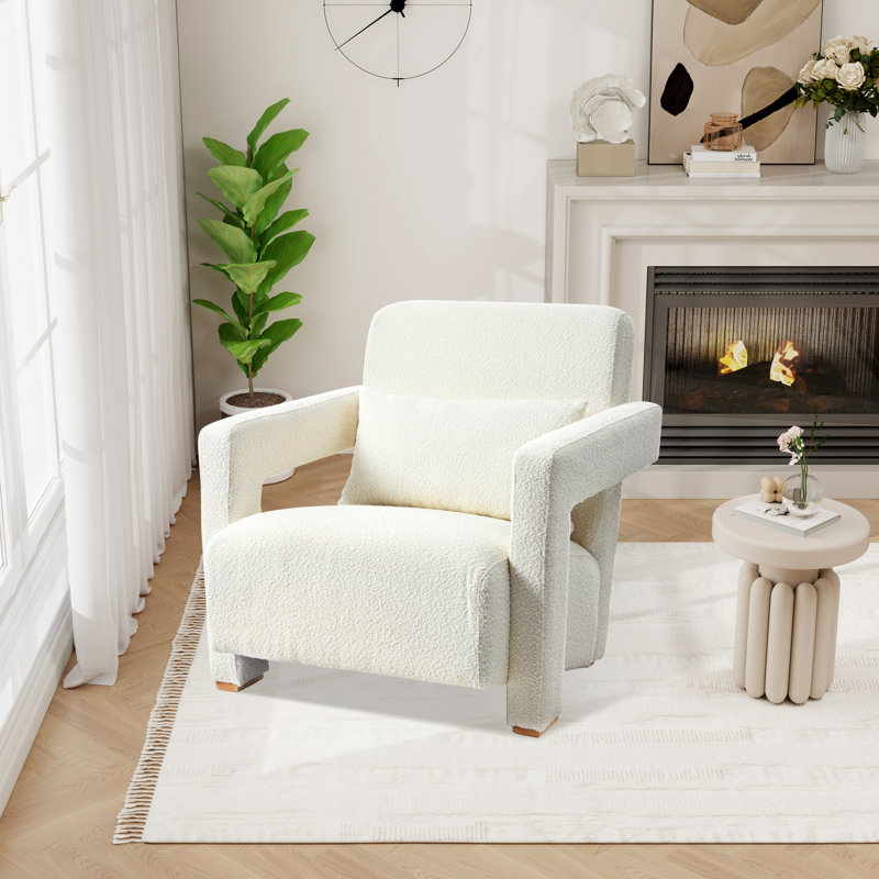 Fauteuil d'appoint rembourré l 30,2 po, Boucle blanc