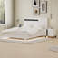 Ensemble de chambre à coucher moderne 3 pièces avec lit à plateforme flottante grand brillant avec lumière DEL et 2 tables de chevet, blanc