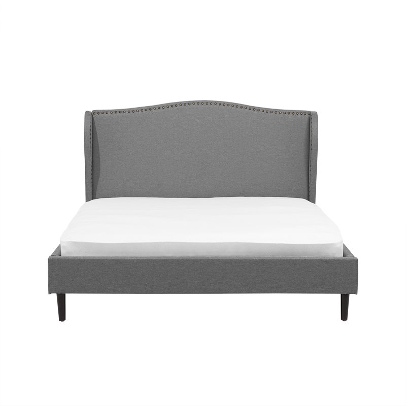 Colmar Upholstered Bed, European Double (140 x 200cm), Grey/Brown/Blue