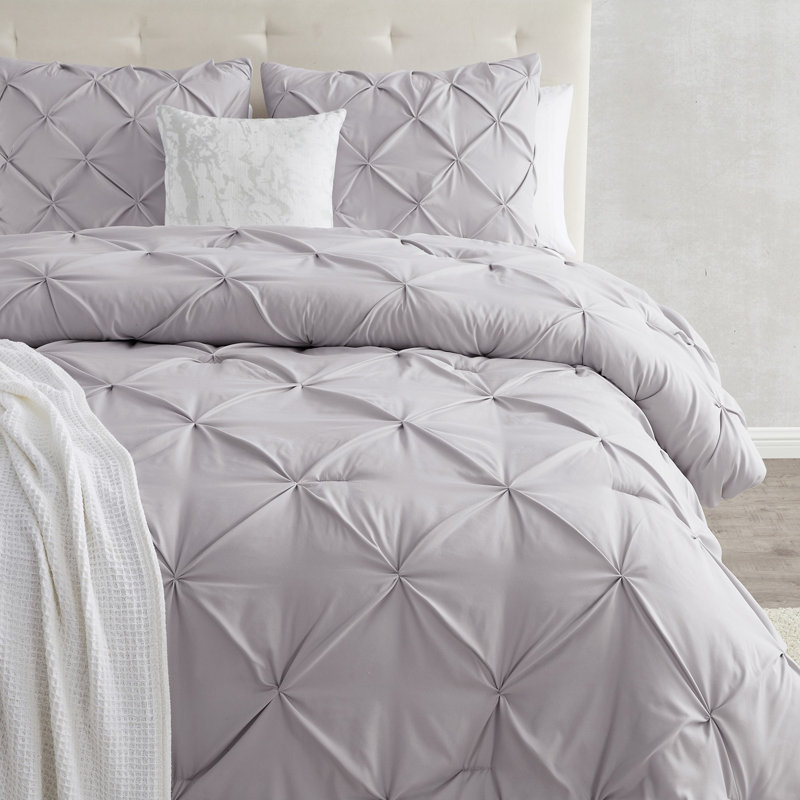 Polyester Duvet Cover & Insert, Queen Duvet + 3 Additional Pieces, Light Gray
