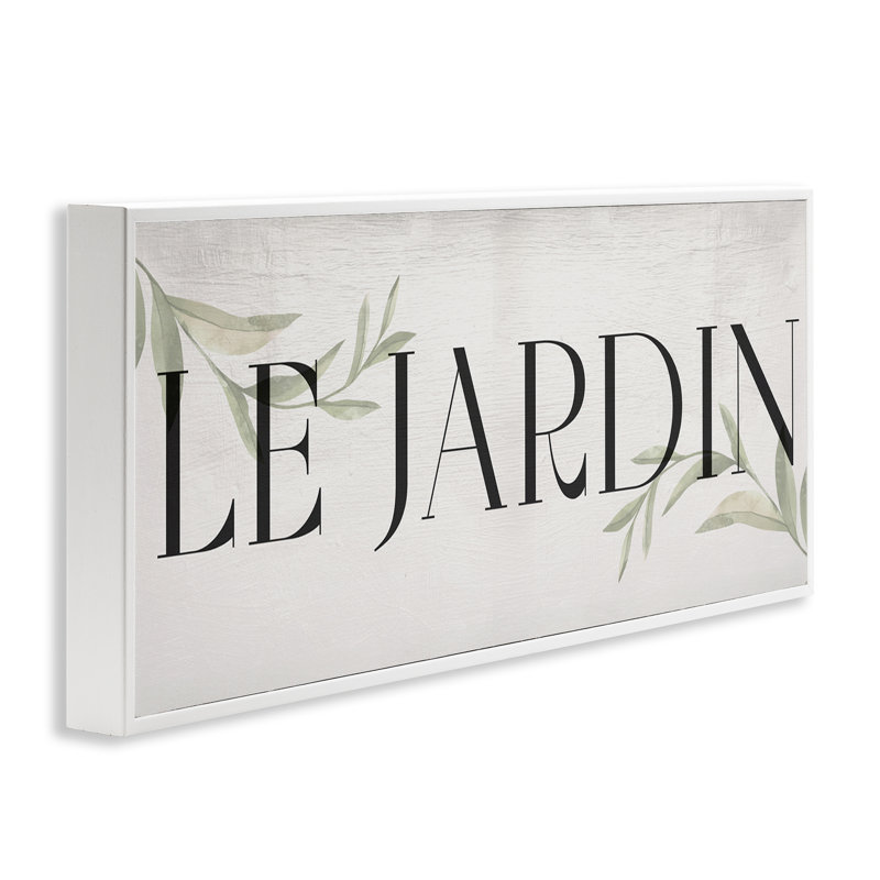  French Garden Phrase Framed Giclee Art by Daphne Polselli, H 10 po x l 24 po, Estampe numérique encadrée blanc bord de mer