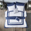 Literie bleu marine très grand / très grand - Collection 8 pièces avec édredon de luxe et motif classique de courtepointe-116011633-116011636