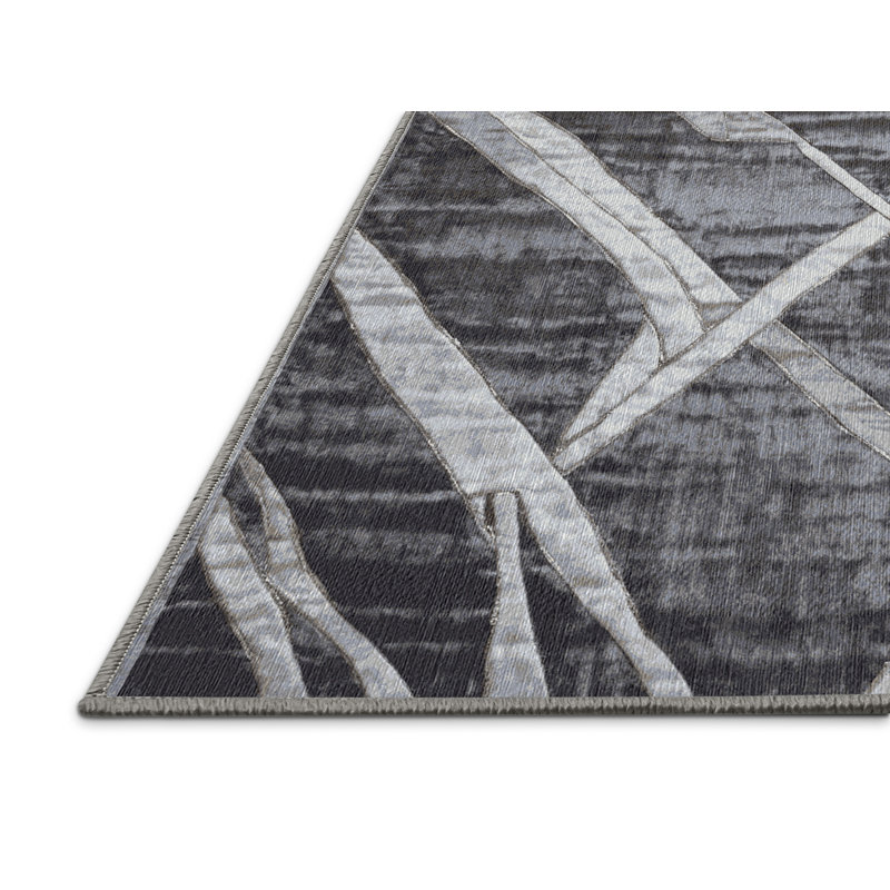 Machine Washable Gray Area Rug, Rectangle 5' x 7'