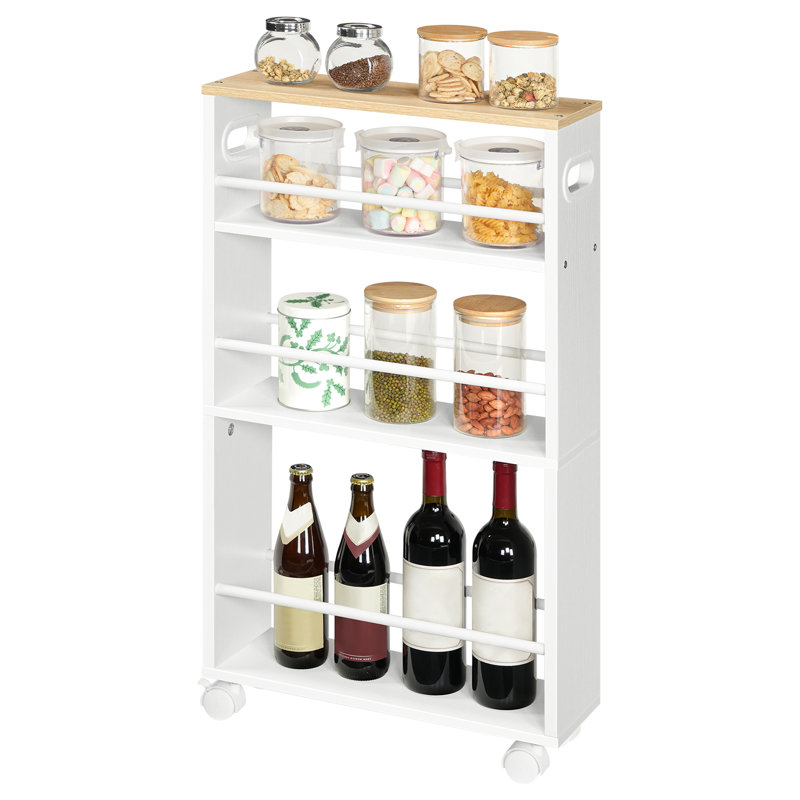 Christerfer Wood Bar Cart, White/Natural