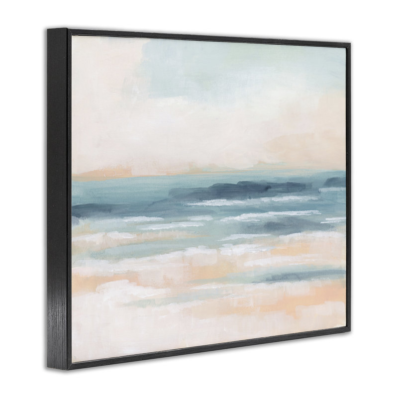 Art giclée Pastel Beach Coast par June Erica Vess, Giclée encadrée noir minuit, H 16 po x l 20 po