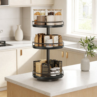 3-Tier Rotating Spice Rack Organizer With 360-Degree Turntable, Vertical Space-Saving Storage For Kitchen Countertop, Vanity, And Dining Table