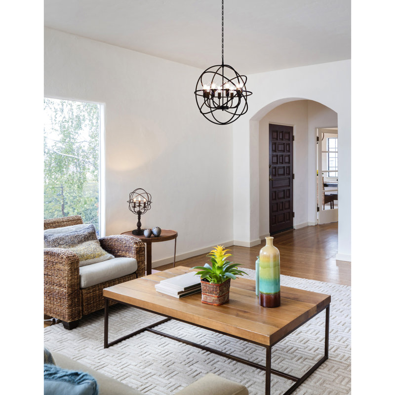 Lustre sphérique unique à 8 lumières Margo, H 24 po à 94 po x l 22 po x P 22 po
