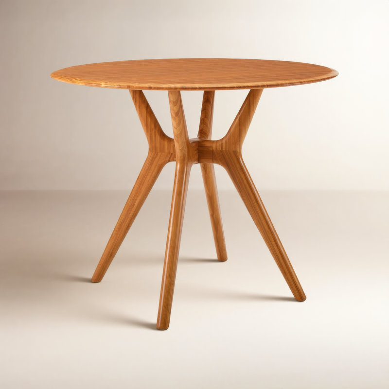 Evangelista Round Solid Wood Dining Table, Amber