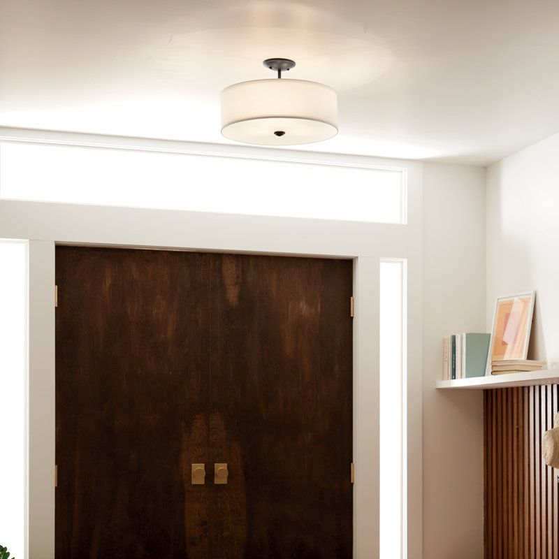 Hopedale Fabric Semi Flush Mount, Black