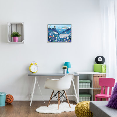 Illustration d'un enfant sous-marin, requin-baleine - peinture