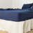 Four Piece Navy Blue Linen King Sheet Set-110537964