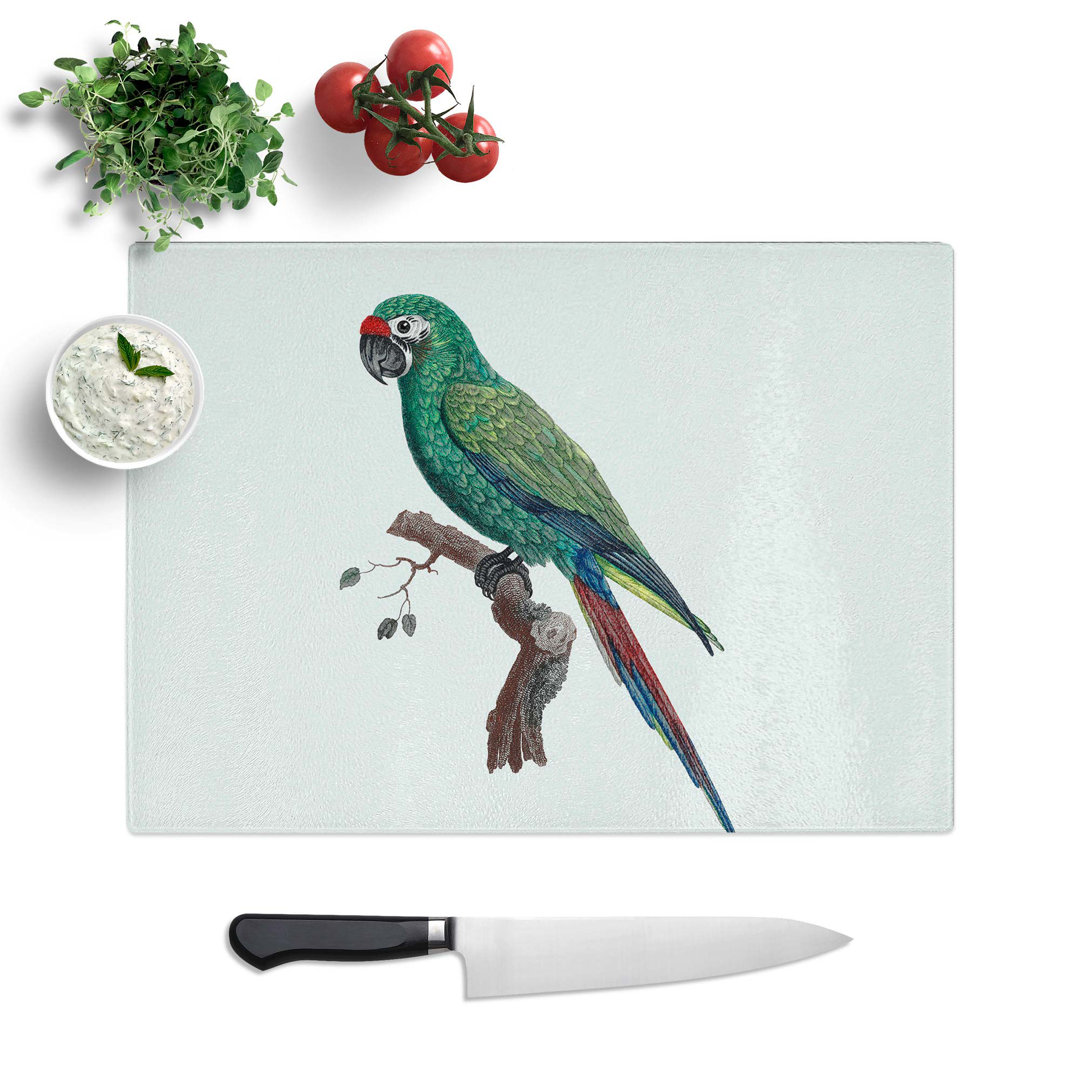 Glass Military Macaw Parrot by F. Levaillant Chopping Board