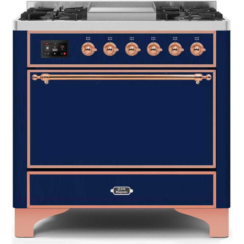 Majestic II 36" 3.5 cu.ft. Freestanding Dual Fuel with Griddle and Convection Oven, Natural Gas, White/Copper