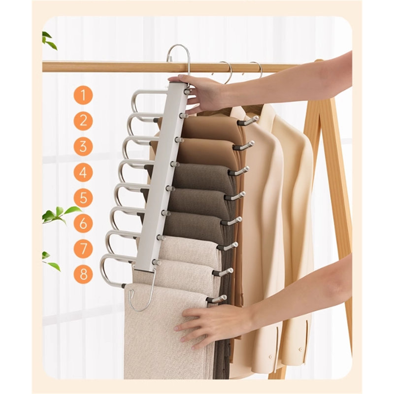 Cintre pour pantalons pliable en acier inoxydable, 6