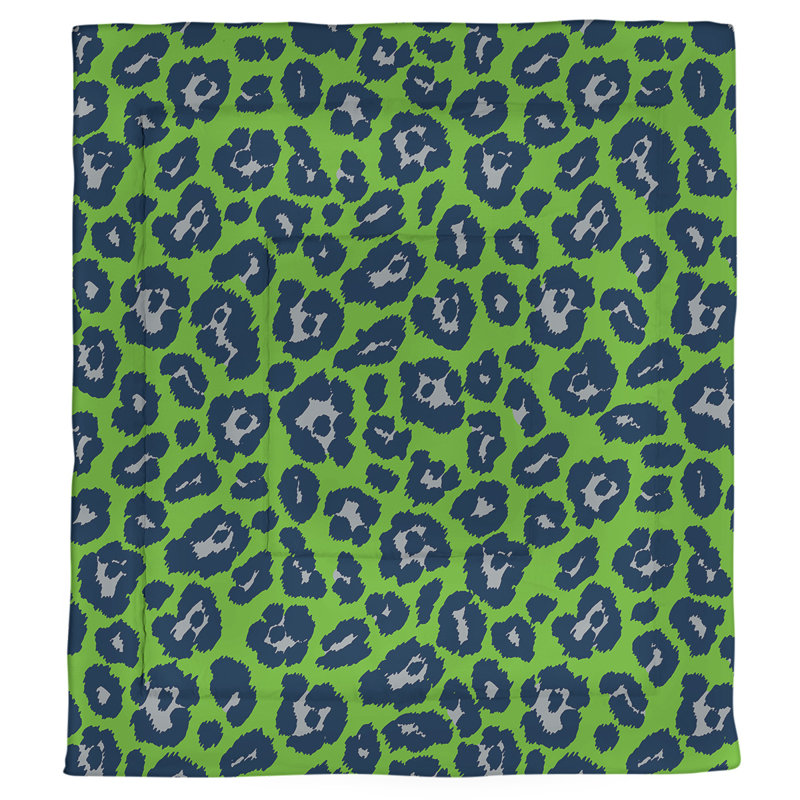 Polyester Animal Print Comforter, Queen Comforter, Green/Black/Gray