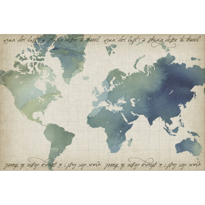 World Map by Grace Popp - Graphic Art, Wrapped Canvas, 30 cm H x 46 cm W