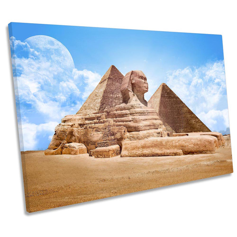 Egypt Pyramids Great Sphinx Framed - Wrapped Canvas Print, 81.3cm H x 121.9cm W x 4cm D
