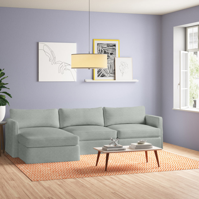 Hartig Upholstered L-Shaped Sectional, Left Hand Facing, Conversation Capri Basketweave