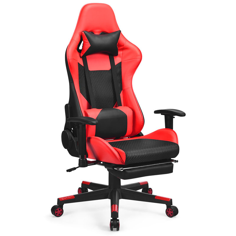 Fauteuil de jeu de massage pour pc et course, Rouge