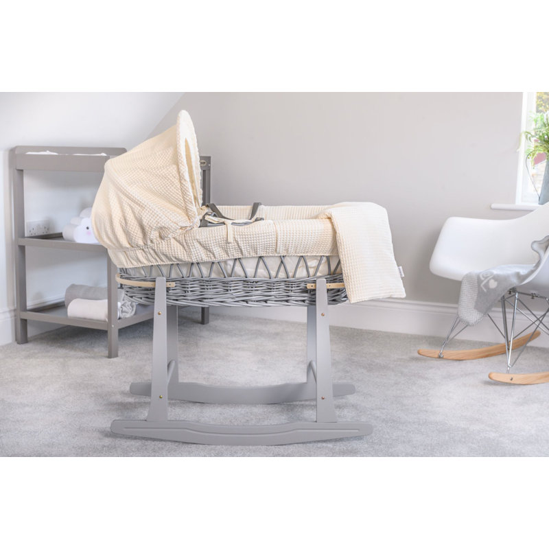 Waffle Wicker Moses Basket, Cream