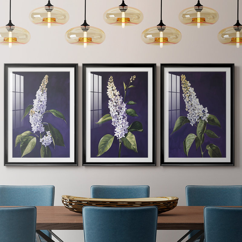FLORAL Series CCXXVI - Impression sur mesure avec cadre de qualité supérieure - 3 pièces, H 19 po x l 27 po, Noir