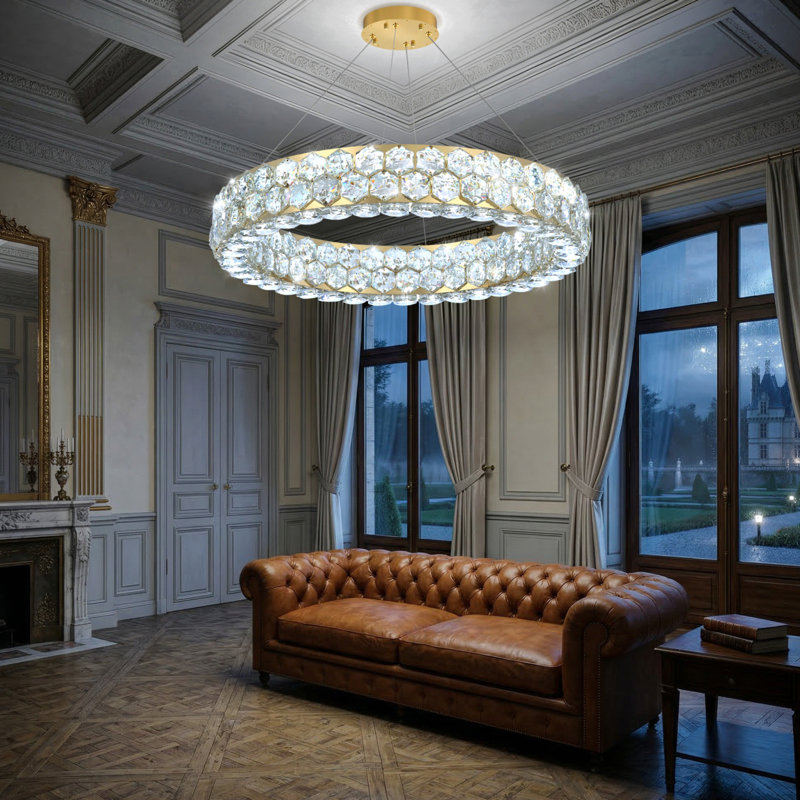 Led Dimmable Crytsal Chandelier, Gold