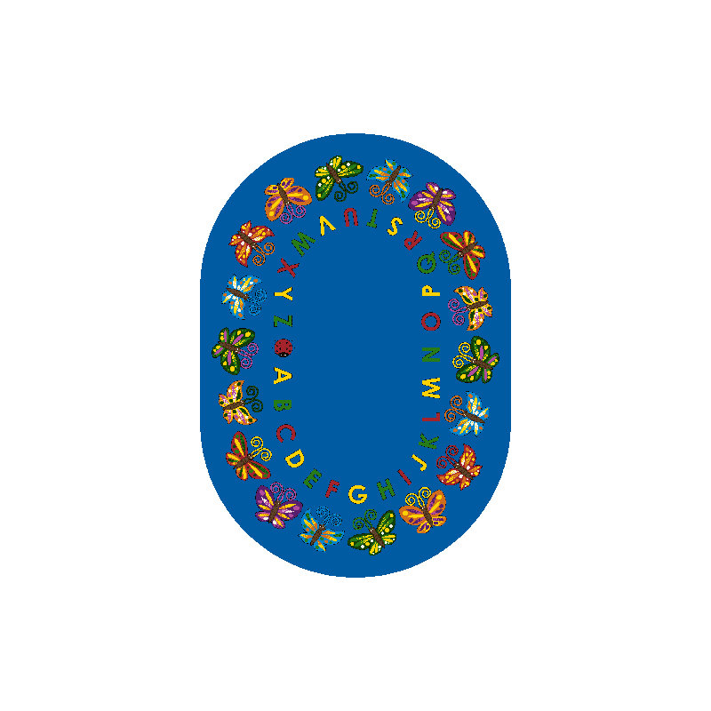 Tapis éducatif papillon, Ovale 7 pi 8 po x 10 pi 9 po