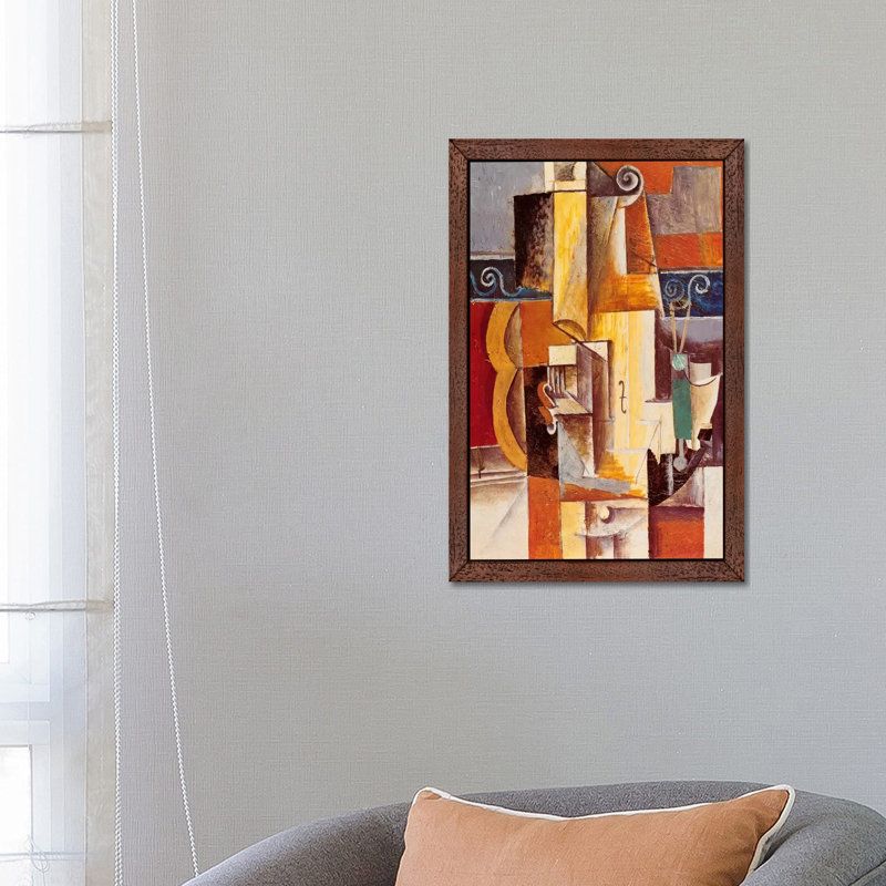 Violin And Guitar by Pablo Picasso - Wrapped Canvas Gallery-Wrapped Canvas Giclée, 66.04 cm H x 45.72 cm W, Brown Framed