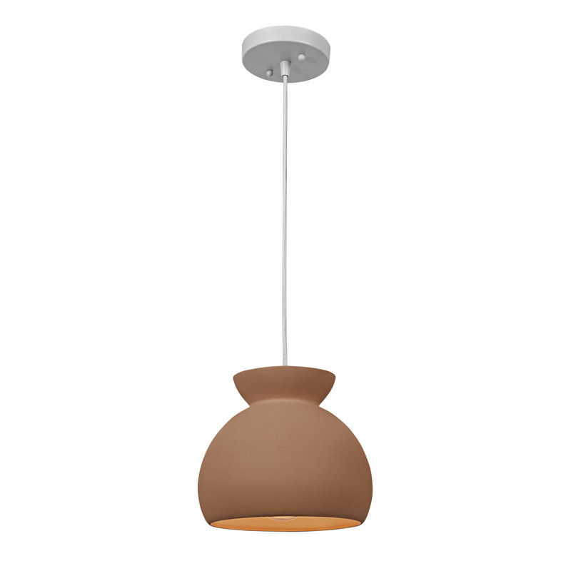 Javaeh - Luminaire suspendu en forme de cloche en céramique, Brun