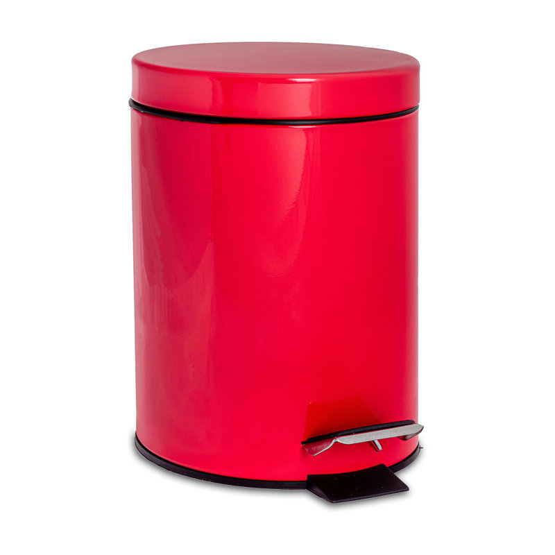 Harbour Housewares - Round Bathroom Pedal Bins, Red