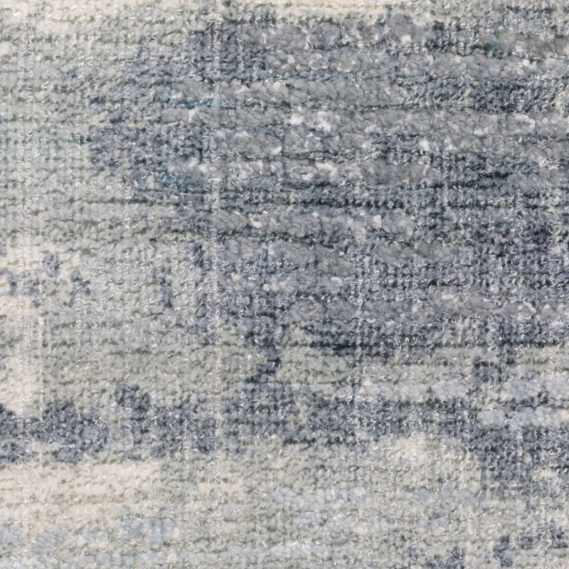 Michalski Textural Distressed Abstract Blue/ Ivory Hand-made Area Rug, Rectangle 10' x 14'