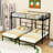 Twin Over Twin And Twin Metal L-Shaped Triple Bunk Bed With Built-In Side Table And Ladder